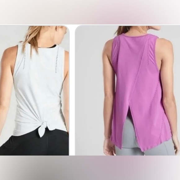 Athleta FOOTHILL split back tank tops in White & pink size Medium - Picture 1 of 8